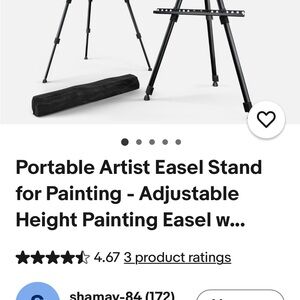 Portable Artist Easel Stand - Black Adjustable Painting Easel